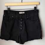 Madewell Black High Rise Buttonthrough Raw Hem Exposed Button Cutoff Shorts Photo 0