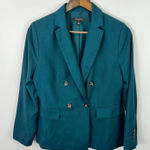 Ann Taylor  Petite 6P Teal Double Breasted Blazer Career‎ Preppy Quiet Luxury Photo 0
