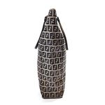 Fendi Zucca Navy Blue Leather and Grey Monogram Canvas Shoulder Bag COA Photo 5