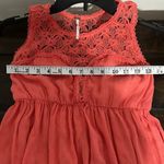Free People  Lace Trimmed Skater Tank Dress Coral Orange Boho Size XS Photo 9