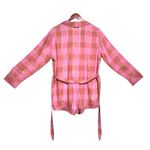 Victoria's Secret Rose Blush/Pink Plaid Long Sleeve Button Front Flannel Romper Photo 3