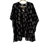NWT Zuécar Navy Anchor Heart Print Sheer Kimono Cover Up Kaftan Top F/S Black Size undefined Photo 7