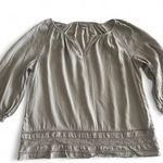 J Jill Linen Blend Blend Embroidered Lace Peasant Blouse Grey Med RN97641 Gray Size undefined Photo 1
