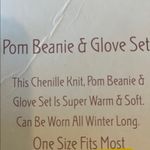 Chenille Knit Pom Beanie and Glove Set New Cream Photo 7