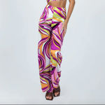 Princess Polly Nellie Retro Marble Print Silky Satin Wide Leg Pants 4 Photo 2
