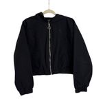 Forever 21  Black Hooded Zip Up Windbreaker Jacket Size Women's Large Photo 3