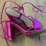 Lulus Hot Pink Metallic Lace Up Heels preowned Photo 0