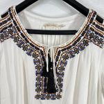 LK Bennett Soft‎ Surroundings Embroidered Blouse GauzyTassel Tie Long Sleeve White Size 3x Photo 3