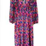 Area Stars maxi dress bright, bold, geometric print. Long sleeves, smock… Pink Photo 0