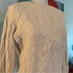 Ann Taylor  Lambs Wool Blend  Sweater White Cream Cableknit Soft women’s size M Photo 1