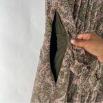 Love Riche  Chiffon Olive Paisley Ruffle Long Sleeve‎ Peasant Tiered Maxi Dress M Photo 11