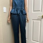 Lovers + Friends  strapless blue satin jumpsuit Photo 1