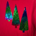 Quacker Factory Shirt L Christmas Tree Sequin Red Long Sleeve Festive Holiday Size L Photo 4