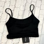 Pretty Little Thing Cropped Ribbed Cami Top with Ruffle Hem Black-2 Photo 1