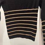 Caslon  Striped Knit Sweater Black Cream | V-Neck Long Sleeve | MP Photo 2