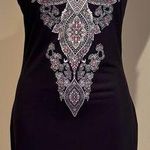 Sidefee Black Mini Dress Oriental Design Casual Halter Neck Beachwear Sz M Size M Photo 0