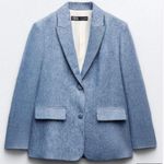 ZARA NWT  Blue Shimmer Metallic Blazer Size Small Photo 0