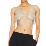 petit moments Vanessa Bralette in Silver One Size Womens Crystals Rhinestones Photo 0