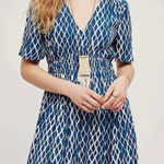 Anthropologie  HD in Paris Archipelago Blue White V-Neck Dress size 0P Photo 0