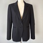 Paige Womens Chelsee Blazer Size L Black Stretch Suiting Work 2 Button Classic Photo 1