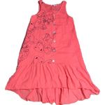 CRISTINA VERGANI Linen Tiered Sleeveless Button Front Midi Dress Salmon Medium Pink Photo 0