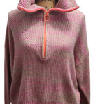 Aerie  Womens Pink Tan Half Zip Mock‎ Neck Pullover Sweater Photo 0
