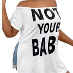 SHEIN Cute white off shoulder top with fun sayings in black! New Size L Photo 1