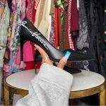 Versace New Gianni  Black Logo Print 80mm Leather Pumps Photo 2