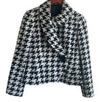 Ellen Tracy Women Jacket 6P Black Cream Geometric Print Wool Blend Artsy Career Photo 0