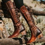 FREEBIRD by Steven EUC Leather Carver Knee-High Boots Brown Size 8 Discontinued Photo 1