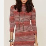 Free People GROOVY SWEATER DRESS Knit Stripe Mockneck 70s Trend Mini Bodycon Photo 0