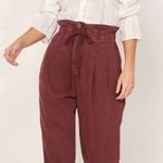 Free People  Margate Pleated Trouser Paperbag Pants Burgendy Red Medium Photo 0