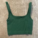 ZARA  Crop Top Womens XS Emerald Green Ribbed Tank Short Sleeveless Stretch Photo 0