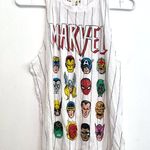 Forever 21 x MARVEL Striped Marvel Muscle Tee White Avengers Graphic Tank Top S Photo 1