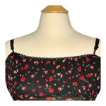 Stellino Floral Y2K Bodycon Dress Black Red Rose Print Lace Trim Women Size 8 Photo 3