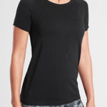 Athleta Women’s M Short Sleeve Foothill Perforated Tee Shirt Black Running Gym Photo 0
