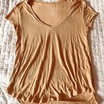 American Eagle Soft & Sexy Yellow Striped V-Neck Tee Size XS Photo 0