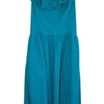 Free People  Boho Ruffle it Up Teal Cotton Midi Dress Size Large Photo 0