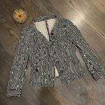 Max Mara  Black Cream Striped Cotton Blazer Size 8 Photo 2