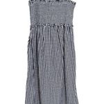 J.Crew Smocked Cotton Poplin Dress in Gingham Navy and White Size 2 Photo 3