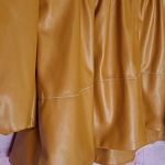 STAUD  SOPHIE FAUX LEATHER PUFF SLEEVE  PEPLUM ORANGE CAMEL BLOUSE MEDIUM Photo 8
