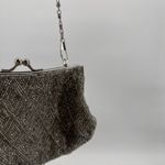 La Regale Vintage  Silver Beaded Clutch Bag Evening Satin Small Photo 13