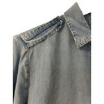 ZARA  WOMAN Premium Denim Collection Denim Military Blue Button Down, Size SMALL Photo 5