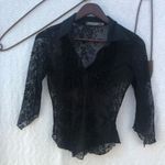 Bisou Bisou ‎ Sheer Black Lace Shirt Photo 6