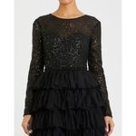 Mac Duggal Sequined Layered Tulle A-Line Cocktail Dress in Black Size US 6 Photo 9