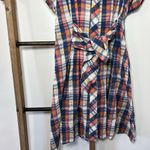 Finley‎ Newburyport Plaid Blue White Peach Shirt Dress Size Small Photo 2