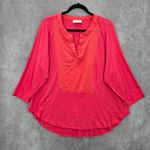 Calvin Klein  Pink Stretch Flare Quarter Sleeve Blouse Top Shirt Plus 1X Photo 0