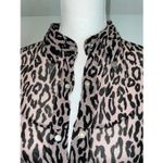 Newport News Women’s Mesh Y2K Leopard Animal Print Pearl Snaps LARGE Photo 3