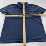 J Lindeberg Shirt Womens XXL Navy Blue Peter Washed Crepe Cotton Polo Shirt Photo 4