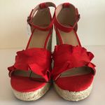 Time And Tru  Ruffle Wedge Sandal Size 11 Red New Photo 2